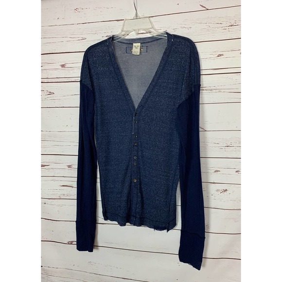 Free People We The Free Women's M Medium Navy Button Long Sleeve Cute Top Shirt - Picture 7 of 12